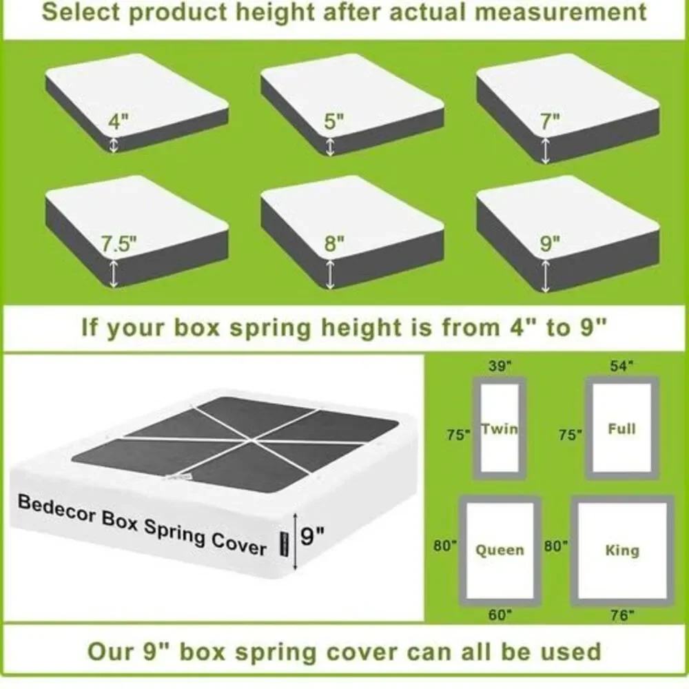 Box Spring Cover Twin/Twin XL, Premium Elastic Wrap , Alternative for Bed Skirt